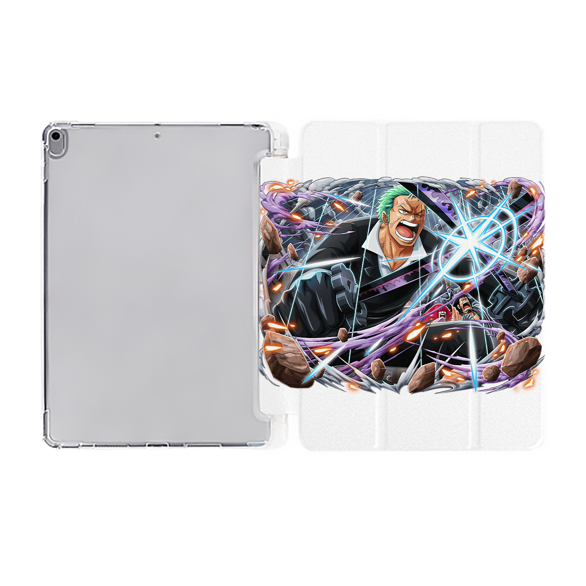 （画像用） ワンピース ロロノア・ゾロ ONE PIECE Roronoa Zoro IPad ケース ペン収納付き 三つ折りスタンド PUレザー×シリコン 対応機種9.5/10.5/10.9インチ